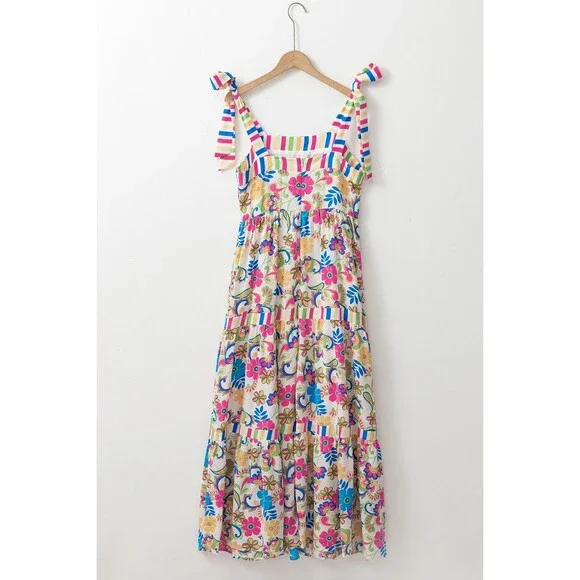 Tied Floral Sleeveless Maxi Dress - Picture 3 of 5